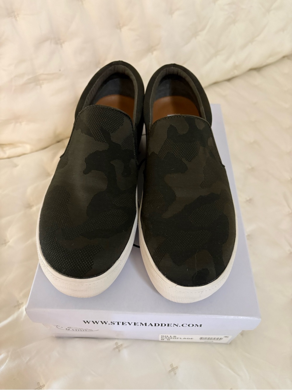 Steve Madden Olive & Black Camo Slip-On Sneakers
